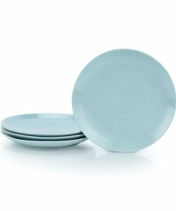 Everything Kitchens Modern Colorful Neutrals - Rippled 10.5" Dinner Plates (Set Of 4) - Glazed | Blue