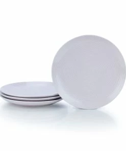 Everything Kitchens Modern Colorful Neutrals - Rippled 10.5" Dinner Plates (Set Of 4) - Glazed | Dusty Purple