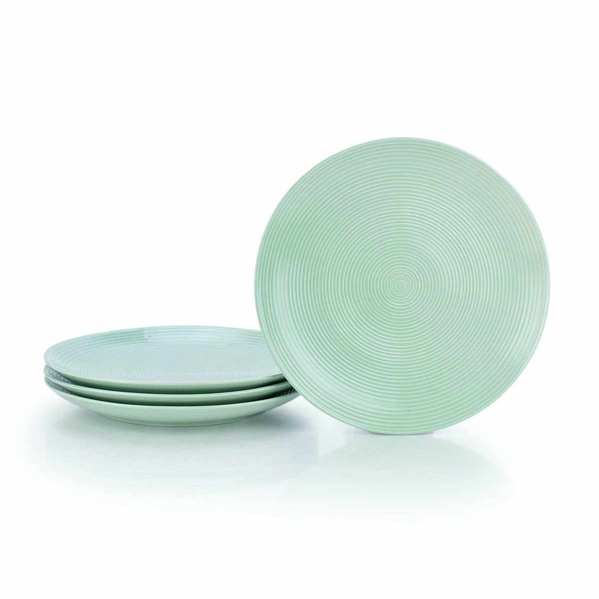 Everything Kitchens Modern Colorful Neutrals - Rippled 10.5" Dinner Plates (Set Of 4) - Glazed | Light Green 1 Everything Kitchens Modern Colorful Neutrals - Rippled 10.5" Dinner Plates (Set Of 4) - Glazed | Light Green