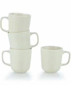 Everything Kitchens Modern Colorful Neutrals - Rippled 12oz Mugs (Set Of 4) - Matte | Beige