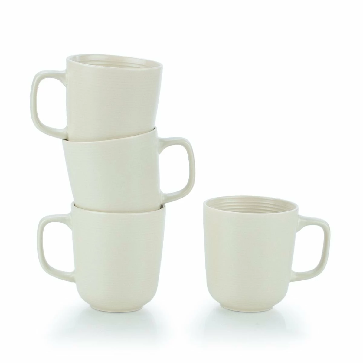 Everything Kitchens Modern Colorful Neutrals - Rippled 12oz Mugs (Set Of 4) - Matte | Beige 1 Everything Kitchens Modern Colorful Neutrals - Rippled 12oz Mugs (Set Of 4) - Matte | Beige