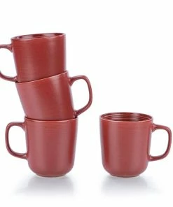 Everything Kitchens Modern Colorful Neutrals - Rippled 12-Piece Dinnerware Set - Matte | Mocha, Ivory, Red -Cheap Dinnerware Store ekx tmg sp 2