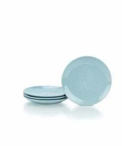Everything Kitchens Modern Colorful Neutrals - Rippled 8" Side Plates (Set Of 4) - Glazed | Blue