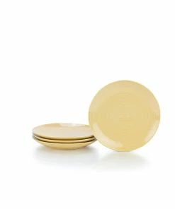 Everything Kitchens Modern Colorful Neutrals - Rippled 8" Side Plates (Set Of 4) - Glazed | Butter Yellow