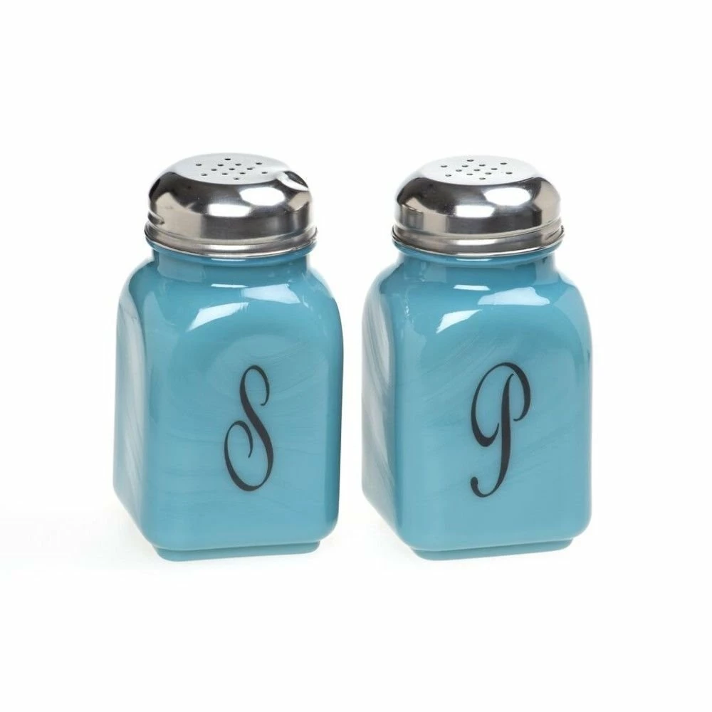 Mosser Glass Monogram Salt & Pepper Set | Georgia Blue 1 Mosser Glass Monogram Salt & Pepper Set | Georgia Blue