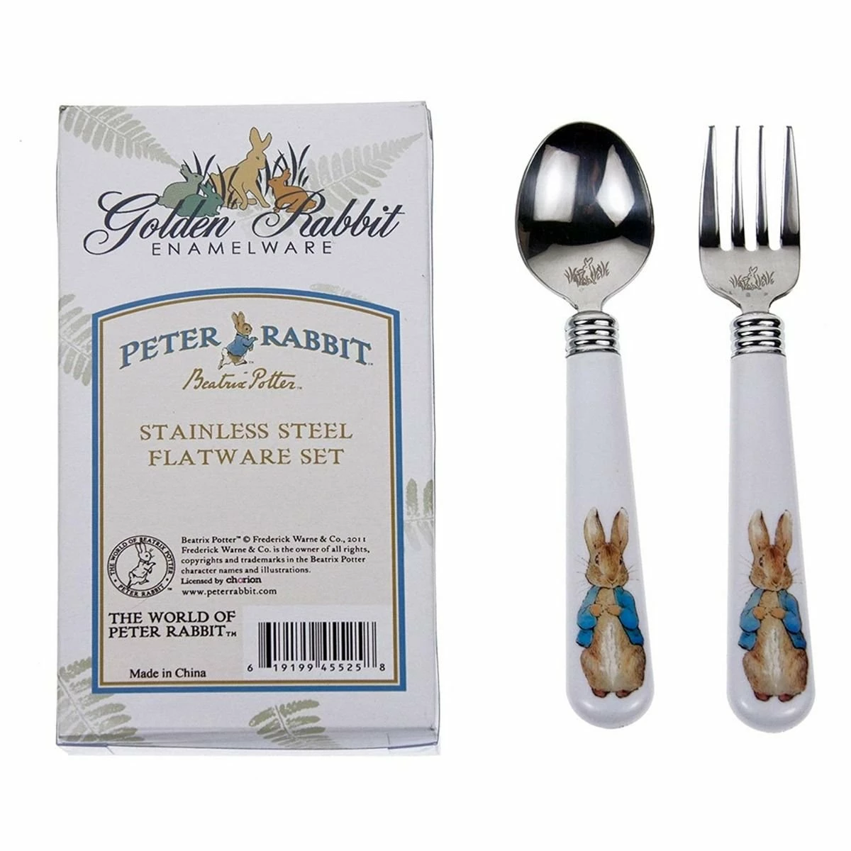 Golden Rabbit Enamelware 2-Piece Stainless Steel Baby Flatware Set | Peter Rabbit 1 Golden Rabbit Enamelware 2-Piece Stainless Steel Baby Flatware Set | Peter Rabbit