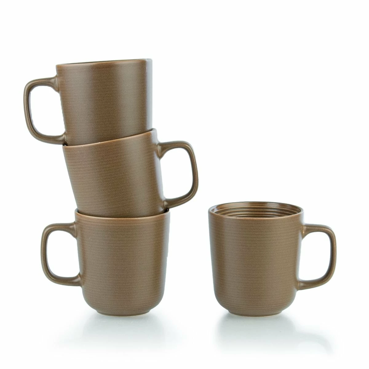 Everything Kitchens Modern Colorful Neutrals - Rippled 16-Piece Dinnerware Set - Matte | Mocha 5 Everything Kitchens Modern Colorful Neutrals - Rippled 16-Piece Dinnerware Set - Matte | Mocha - Image 5