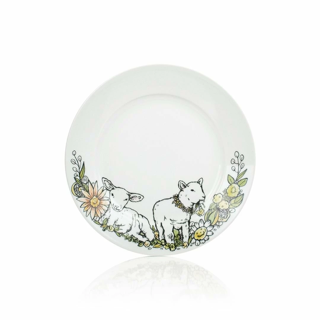 Everything Kitchens Barnyard Baby Animals 16-Piece Dinnerware Set With Mugs | "Leaping Sheep" - Lamb 3 Everything Kitchens Barnyard Baby Animals 16-Piece Dinnerware Set With Mugs | "Leaping Sheep" - Lamb - Image 3