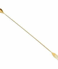 Mercer Barfly 19.6" Bar Spoon With Fork | Gold Plated -Cheap Dinnerware Store m37017gd