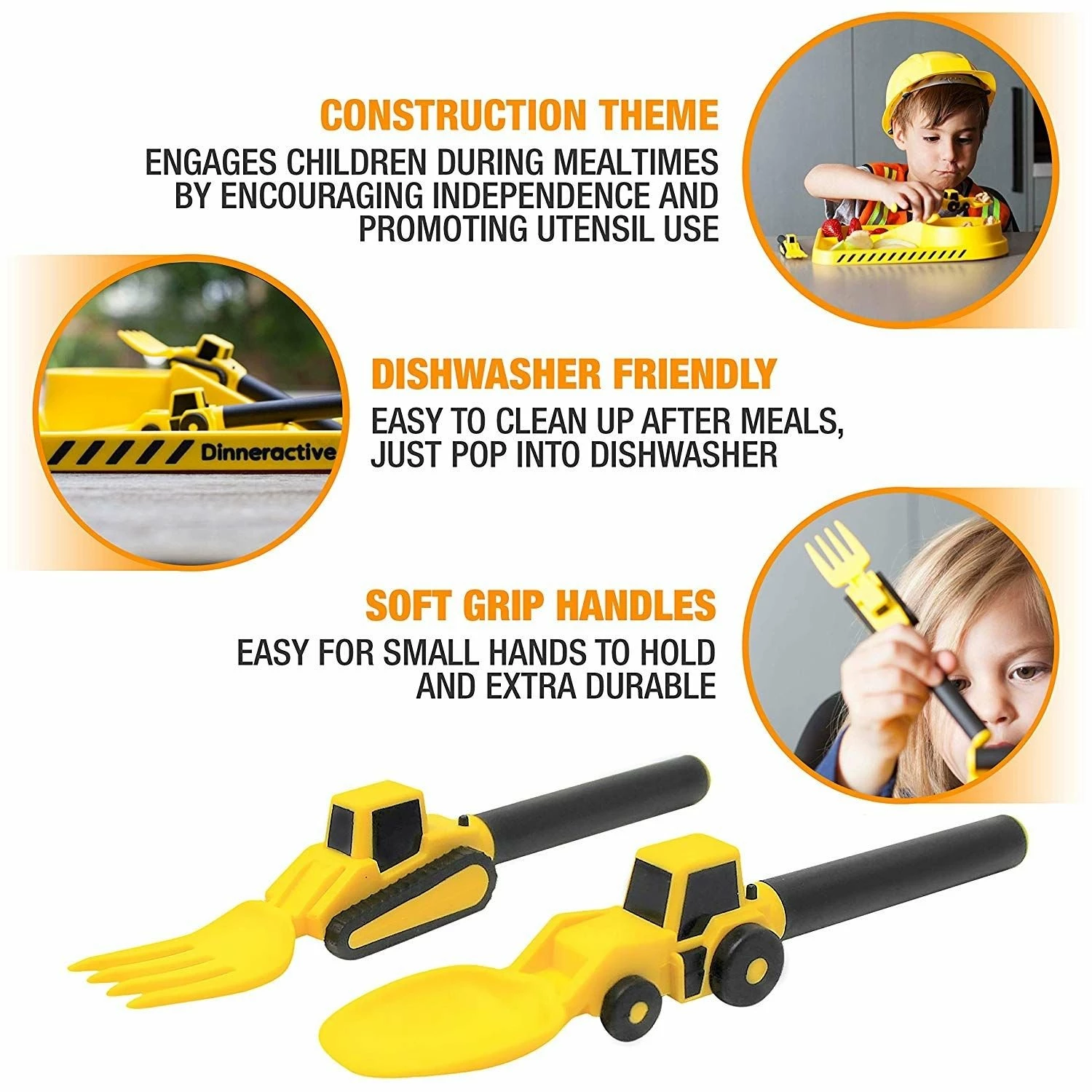 Masontops Dinneractive Construction Utensil Set Of 2 Yellow 2 Masontops Dinneractive Construction Utensil Set Of 2 Yellow - Image 2