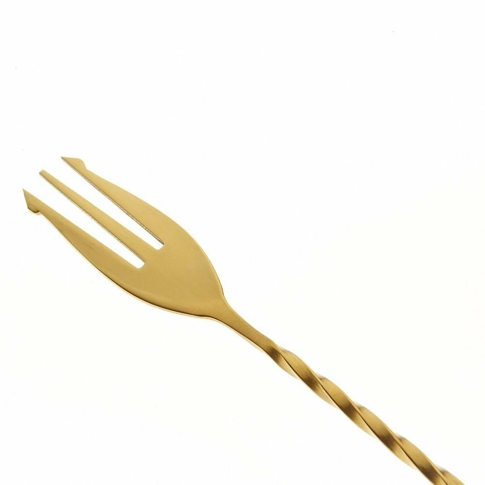 Mercer Barfly 15.75" Bar Spoon With Fork | Gold Plated 3 Mercer Barfly 15.75" Bar Spoon With Fork | Gold Plated - Image 3