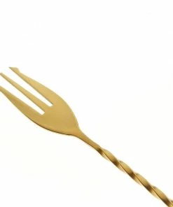 Mercer Barfly 19.6" Bar Spoon With Fork | Gold Plated