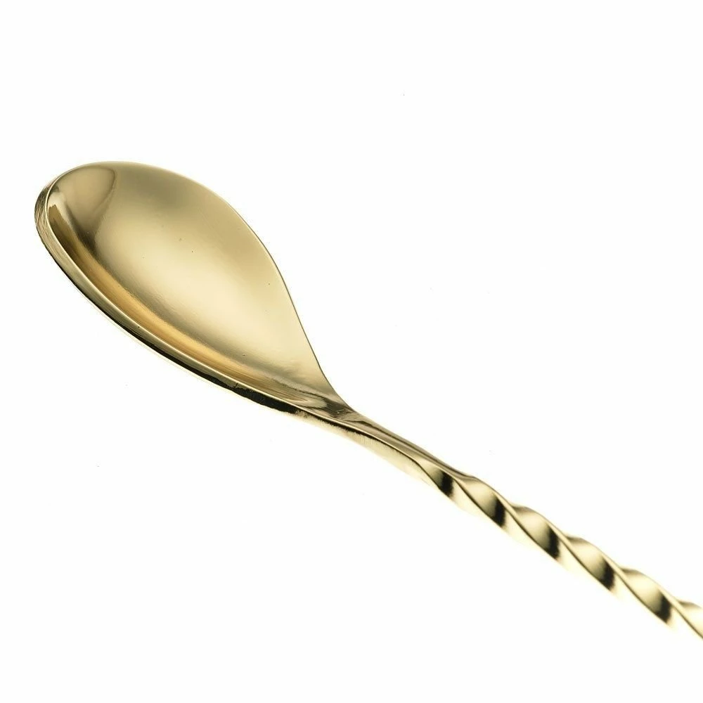 Mercer Barfly 15.75" Bar Spoon With Fork | Gold Plated 2 Mercer Barfly 15.75" Bar Spoon With Fork | Gold Plated - Image 2