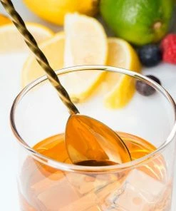 Mercer Barfly 19.6" Bar Spoon With Fork | Gold Plated -Cheap Dinnerware Store mercer barfly gold plated bar spoon with fork stirringimage 2