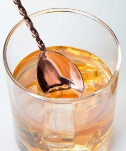 Mercer Barfly 15.75" Bar Spoon With Fork | Copper Plated -Cheap Dinnerware Store mercer barfly copper plated stainless steel bar spoon with fork spearing 2 1