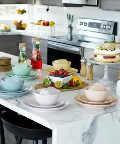 Everything Kitchens Modern Colorful Neutrals - Rippled 16-Piece Dinnerware Set - Glazed | Butter Yellow -Cheap Dinnerware Store modern ripple glazed squares 0002 ek modern ripple lifestyles glazed 3106