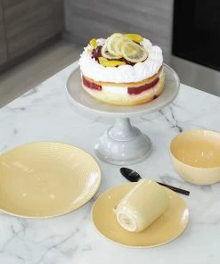 Everything Kitchens Modern Colorful Neutrals - Rippled 16-Piece Dinnerware Set - Glazed | Butter Yellow -Cheap Dinnerware Store modern ripple glazed squares 0004 dsc 4103