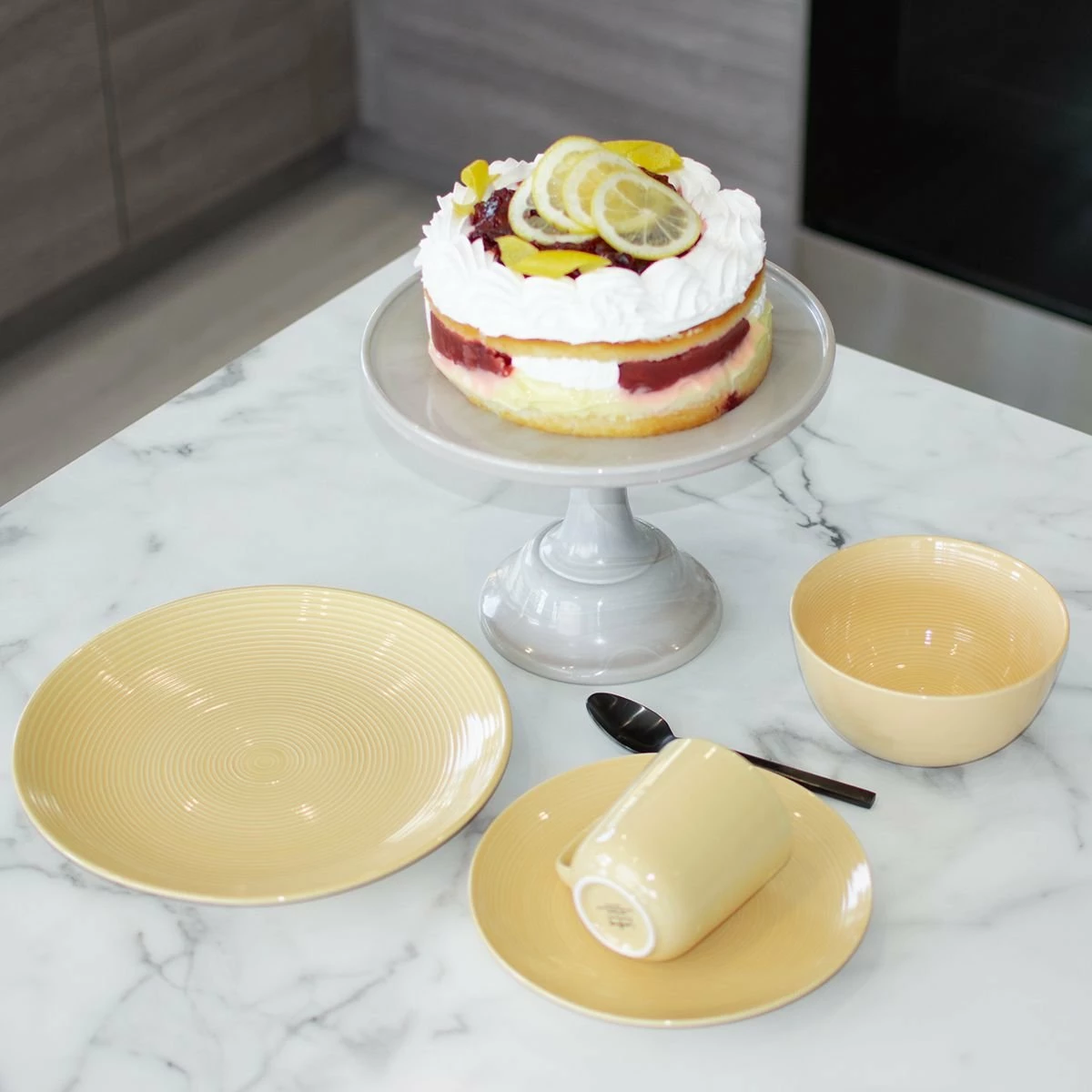 Everything Kitchens Modern Colorful Neutrals - Rippled 8" Side Plates (Set Of 4) - Glazed | Butter Yellow 4 Everything Kitchens Modern Colorful Neutrals - Rippled 8" Side Plates (Set Of 4) - Glazed | Butter Yellow - Image 4