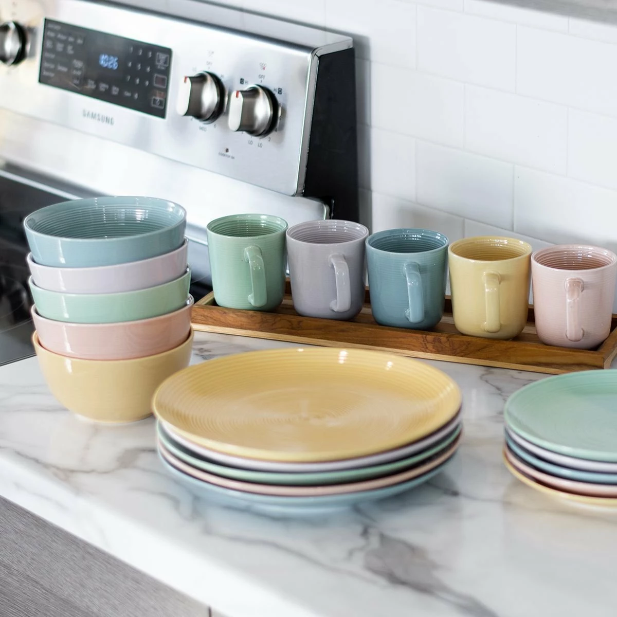 Everything Kitchens Modern Colorful Neutrals - Rippled 6" Bowls (Set Of 4) - Glazed | Blush Pink 4 Everything Kitchens Modern Colorful Neutrals - Rippled 6" Bowls (Set Of 4) - Glazed | Blush Pink - Image 4