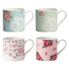 Royal Albert New Country Roses Collection Modern Casual Mugs (Set Of 4) | Pink, Polka Rose, Polka Blue & Rose Confetti