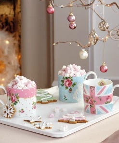 Royal Albert New Country Roses Collection Modern Casual Mugs (Set Of 4) | Pink, Polka Rose, Polka Blue & Rose Confetti -Cheap Dinnerware Store mugset2