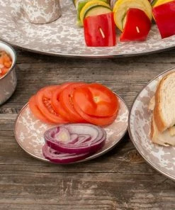 Golden Rabbit Enamelware 6" Appetizer Plates - Set Of 4 | Taupe Swirl 5 Golden Rabbit Enamelware 6" Appetizer Plates - Set Of 4 | Taupe Swirl -Cheap Dinnerware Store outdoortable1