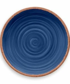TarHong Melamine Tabletop 10.5" Round Dinner Plate | Rustic Swirl Indigo
