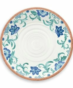 TarHong Melamine Tabletop 10.5" Round Dinner Plate | Rio Turquoise Floral