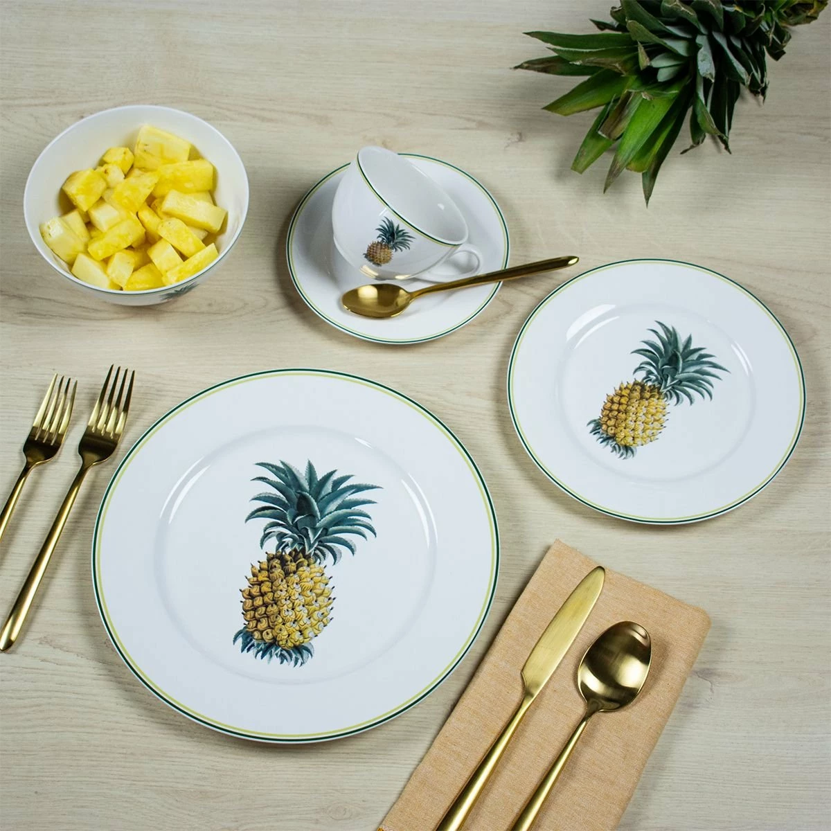 Everything Kitchens 20-Piece Porcelain Dinnerware Set | Pineapple 2 Everything Kitchens 20-Piece Porcelain Dinnerware Set | Pineapple - Image 2