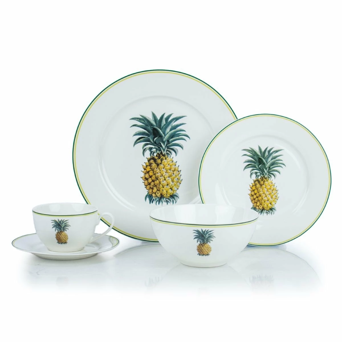 Everything Kitchens 20-Piece Porcelain Dinnerware Set | Pineapple 1 Everything Kitchens 20-Piece Porcelain Dinnerware Set | Pineapple