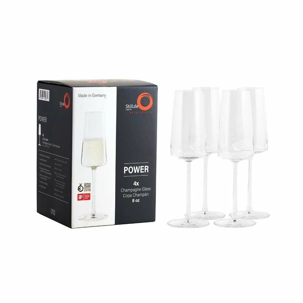 Stolzle 8oz Power Crystal Champagne Flutes | Set Of 4 3 Stolzle 8oz Power Crystal Champagne Flutes | Set Of 4 - Image 3