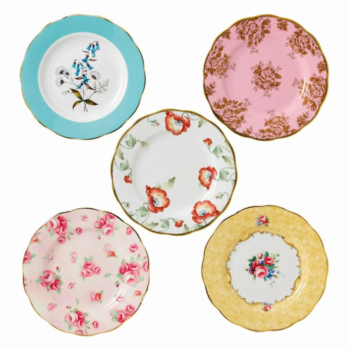 Royal Albert 100 Years 1950-1990 10-Piece Set | Festival, Golden Rose, Poppy, Rose Blush & Bouquet 2 Royal Albert 100 Years 1950-1990 10-Piece Set | Festival, Golden Rose, Poppy, Rose Blush & Bouquet - Image 2