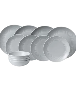 Royal Doulton Gordon Ramsay Maze Collection 12-Piece Dinnerware Set | Light Grey