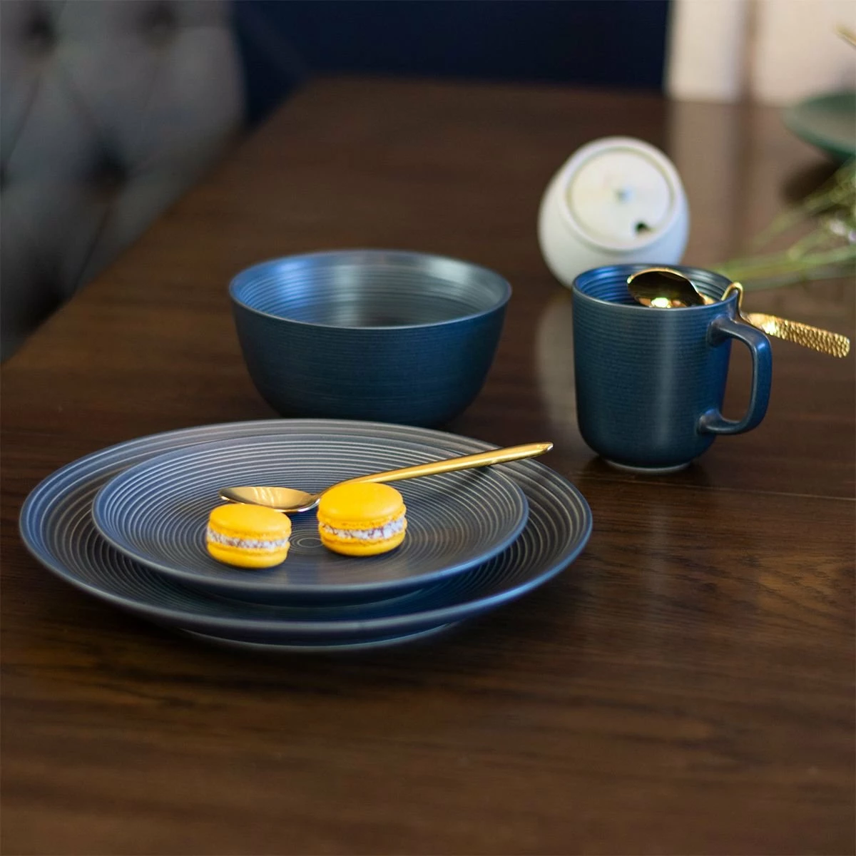 Everything Kitchens Modern Colorful Neutrals - Rippled 10.5" Dinner Plates (Set Of 4) - Matte | Charcoal 3 Everything Kitchens Modern Colorful Neutrals - Rippled 10.5" Dinner Plates (Set Of 4) - Matte | Charcoal - Image 3