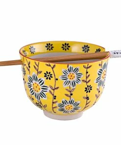 Fuji Merchandise 5" Noodle Bowl & Chopsticks | Yellow