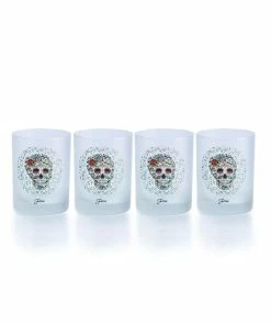 Fiesta® Drinkware Set For 8 | Sugar Skull And Vine (White) 7 Fiesta® Drinkware Set For 8 | Sugar Skull And Vine (White) -Cheap Dinnerware Store skull1 1 1