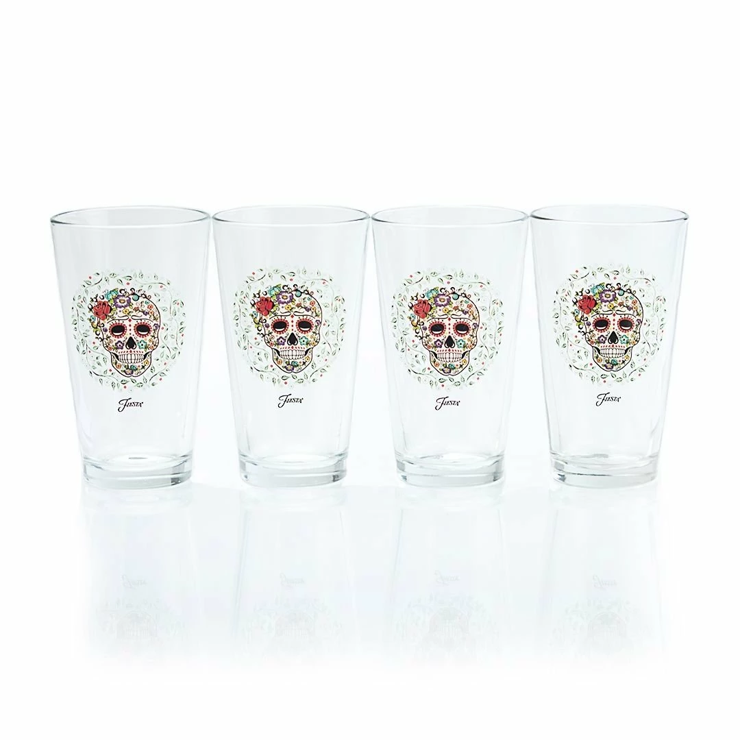 Fiesta® Drinkware Set For 8 | Sugar Skull And Vine (White) 2 Fiesta® Drinkware Set For 8 | Sugar Skull And Vine (White) - Image 2