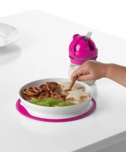OXO Tot Stick & Stay Plate | Pink -Cheap Dinnerware Store tot 61120800 4h