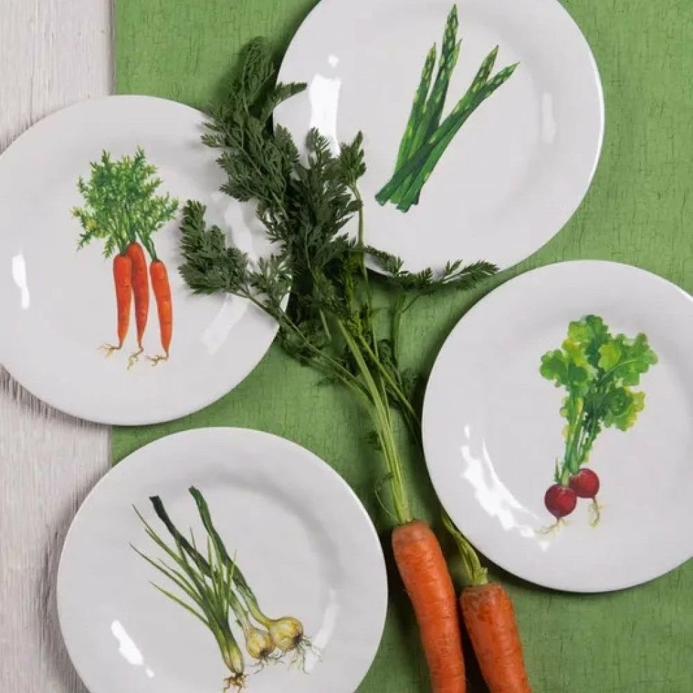 Bamboo Table 4-Piece Plate Gift Set | Veggies 2 Bamboo Table 4-Piece Plate Gift Set | Veggies - Image 2