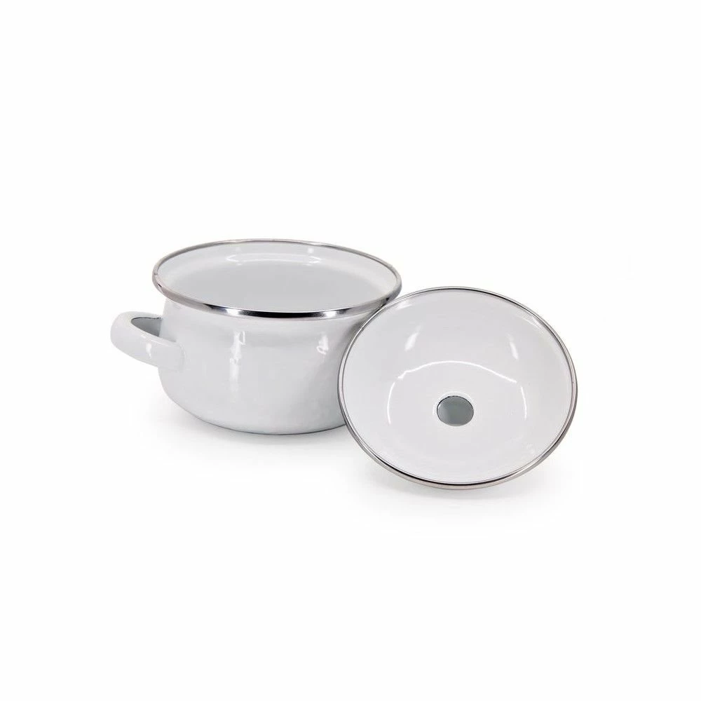 Golden Rabbit Enamelware 14oz Petite Tureen | White 2 Golden Rabbit Enamelware 14oz Petite Tureen | White - Image 2